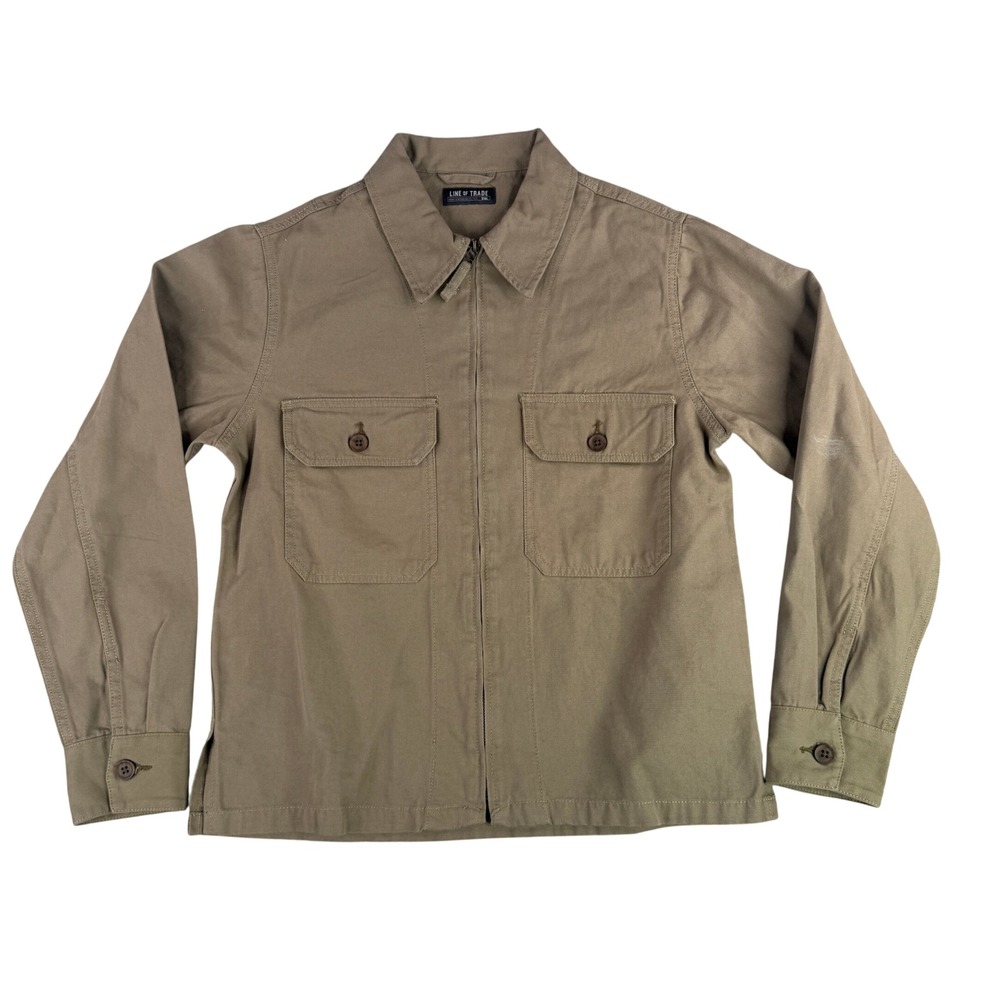 Line of Trade Harrington Jacket Mens Small Khaki‎ Brown Full Zip Canvas Chore